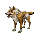 Realistic Standing Brown And White Wolf Doll With Detailed Fur And Fierce Expression