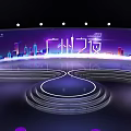 Innovative Abstract Design Showcasing Circular Sphere With Purple Light Spots And Linear Patterns