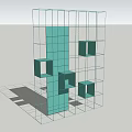 Modern Display Shelf With Grid Structure And Multi Layer Open Compartments