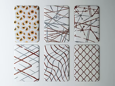 Decorative Square Rugs With Various Modern Geometric Patterns And Wave Designs 3d model