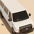 White Ford Commercial Van With Side Windows And Black Front Grille