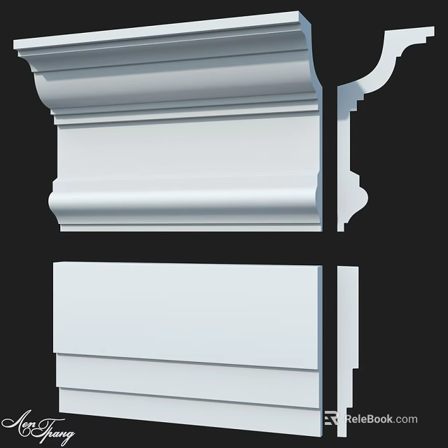 Elegant Architectural Component With Intricate White Molding For Interior Decoration 3d model 