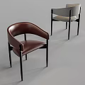 Modern Single Chairs Featuring Deep Red Leather And Light Gray With Black Legs 3d model