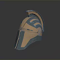 Ancient Warrior Weapon Helmet with Shiny Copper and Blue Intricate Patterns 3d model