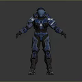 Game And Movie Sci Fi Character In Blue Armored Warrior Costume Design
