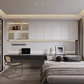 Modern Living and Dining Room With TV Wall Display Cabinets Coffee Table Green Plant Carpet