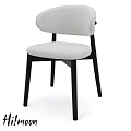 Modern Single Chair With Light Gray Fabric Upholstered Seat And Black Wooden Legs