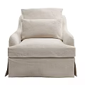 Cozy Beige Single Sofa With Linen Fabric And Comfortable Cushion For Living Room