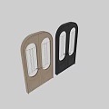 Stylish Double Doors With Arched Top Glass Panels Light And Black Finishes For Home Entry