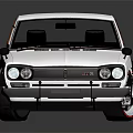 White Classic Sports Car With Black Rear Spoiler And Alloy Wheels Design