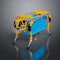 Mechanical Robotic Structure With Yellow Frame Blue Body And Mechanical Legs 3d model