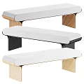 Modern Sofa Bench With Wooden Legs In Different Colors And White Cushion Tops