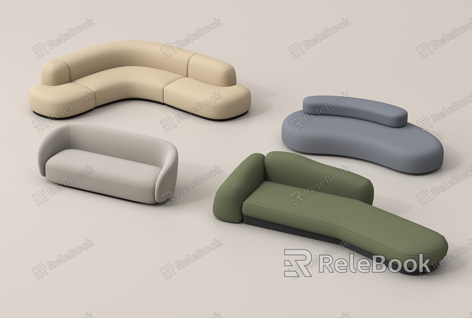 Modern special-shaped sofa multi-person curved sofa fabric model