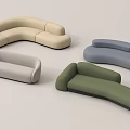 Modern special-shaped sofa multi-person curved sofa fabric 3d model