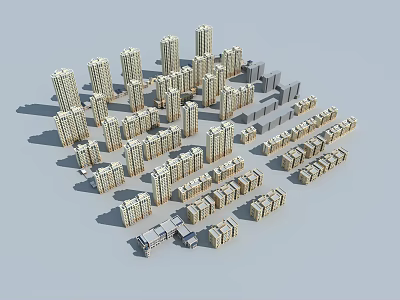 Dense Arrangement of Residential Buildings With Various Heights and Architectural Styles 3d model