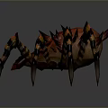 Fantasy Game Character And Red Black Spiked Spider Creature With Sharp Legs Design