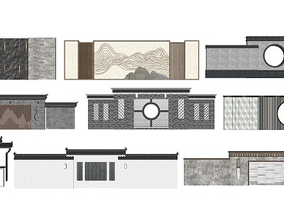 New Chinese style landscape wall landscape wall landscape sketch model