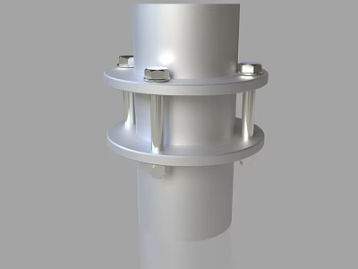 Stainless Steel Cylindrical Industrial Equipment With Flange And Bolt Assemblies 3d model