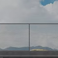 Modern Perforated Metal Fence With Outdoor Sky Background And Grid Panel Design