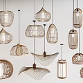 Stylish Woven Rattan Pendant Lights With Various Unique Design Shapes For Interior Decoration