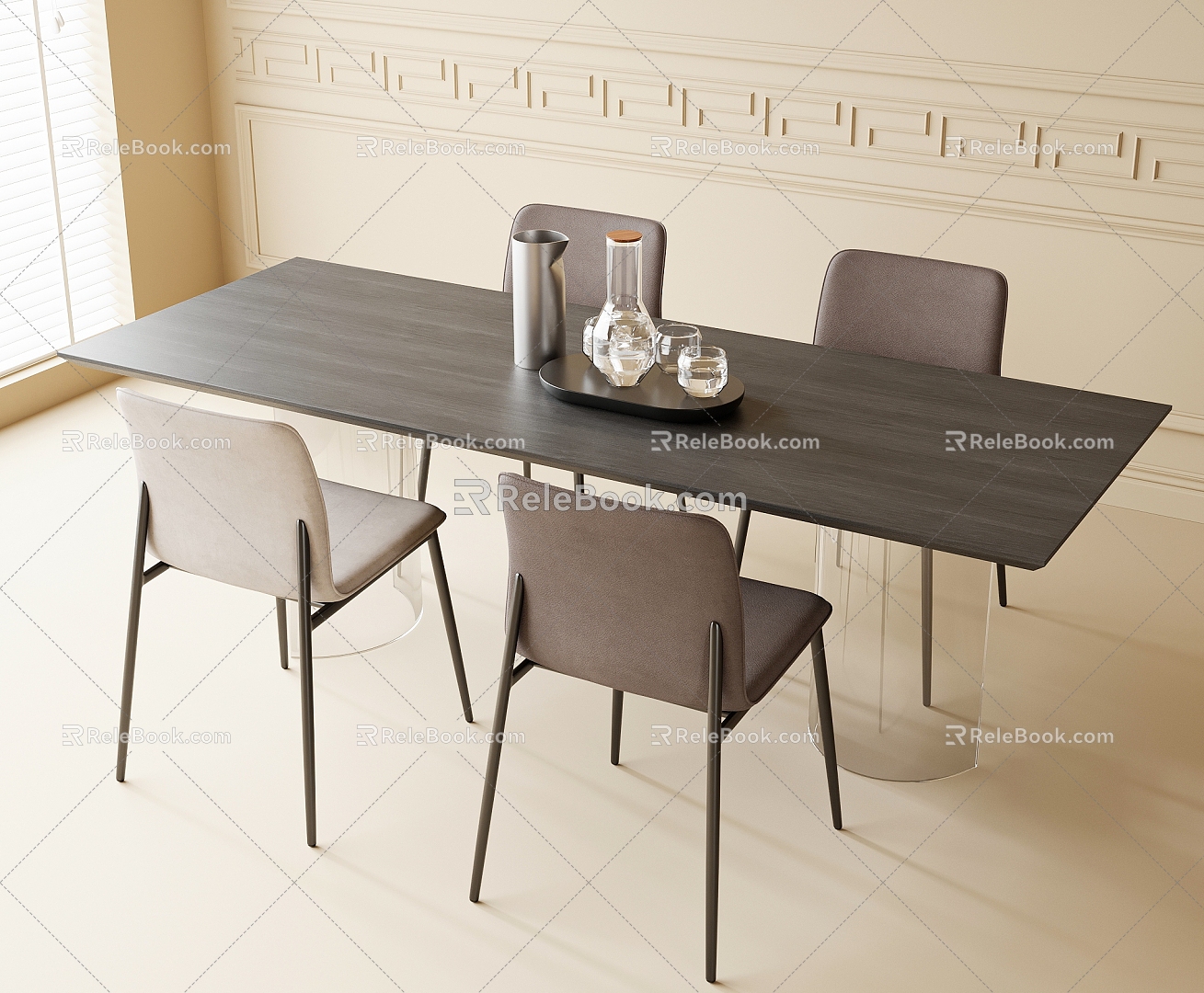 Modern Dining Table Chair Combination Dining Table Chair 3d model