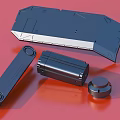 Black Mechanical Components Including Plate Barrel And Knob On Red Background 3d model