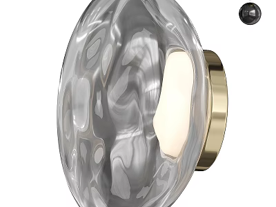 Modern Transparent Glass Wall Lamp With Gold Metal Base And Textured Surface 3d model