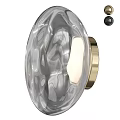 Modern Transparent Glass Wall Lamp With Gold Metal Base And Textured Surface