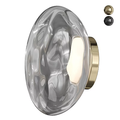 Modern Transparent Glass Wall Lamp With Gold Metal Base And Textured Surface 3d model
