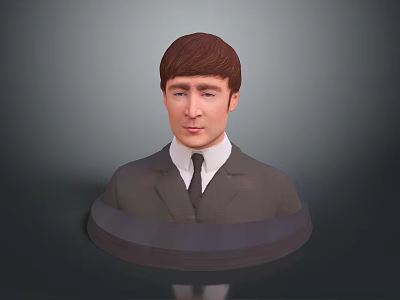 Realistic 3D Male Character Head Portrait Wearing Suit With Base Stand 3d model