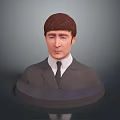 Realistic 3D Male Character Head Portrait Wearing Suit With Base Stand