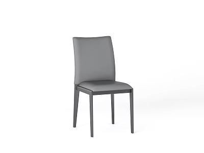 Modern Gray Dining Chair With Sleek Leather Backrest And Black Metal Legs 3d model