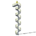 Modern Metal Spiral Staircase Design with Handrail and Person Standing on Top