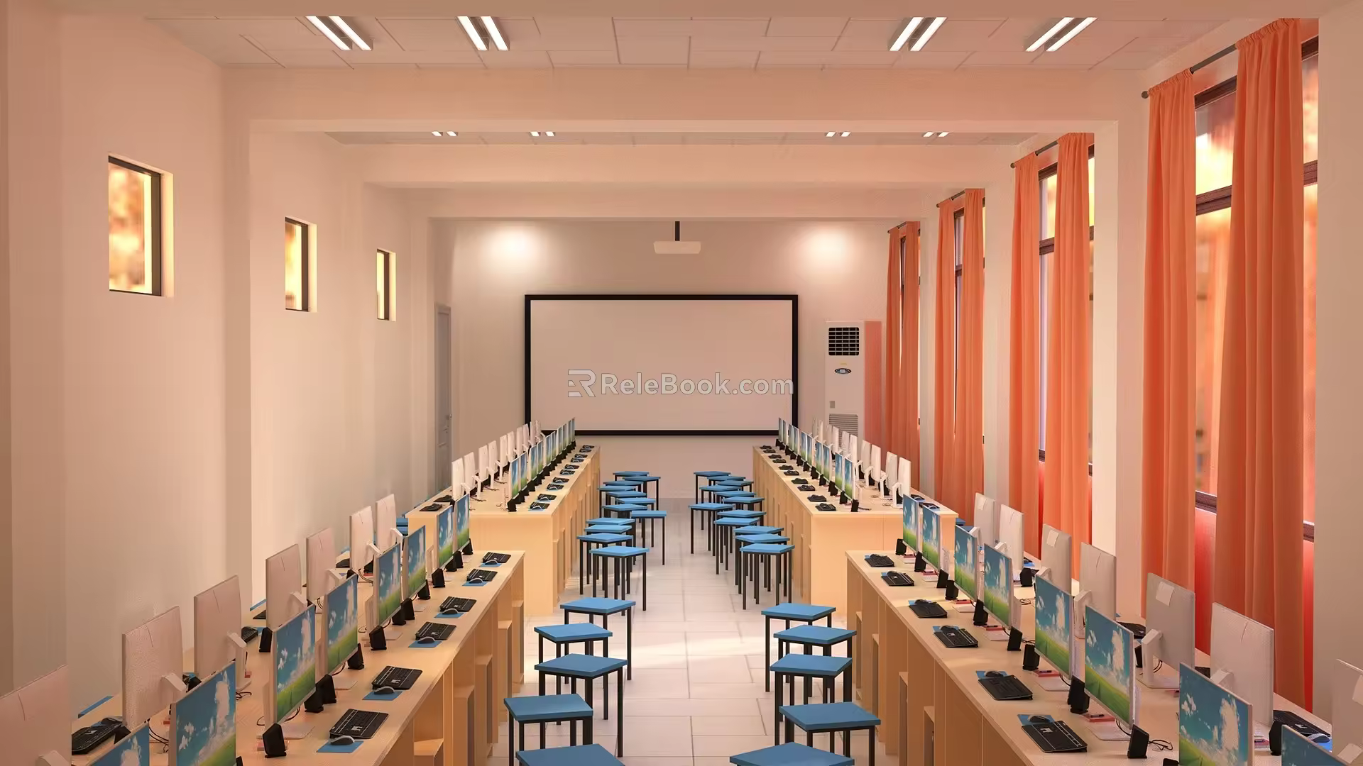 Modern Classroom Multimedia Classroom Computer Room 3d model