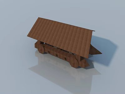 Wooden Hinged Door Design Featuring Sloped Roof And Classic Structure 3d model