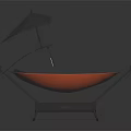 Outdoor Hammock Furniture with Orange Fabric Black Stand and Canopy Cushion