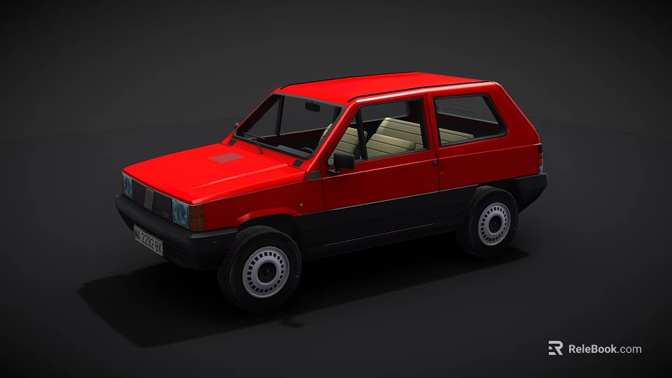 Red Classic Small Car With Black Lower Part And White Wheels 3d model