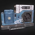 Worn Blue And White ERX Industrial Equipment Featuring Pipes Vents And Control Panels