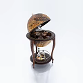 Decorative Globe Bar Ornament Set With Open Top Wine Glasses And Lower Shelf Wine Bottles