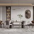 Modern dining table and chair combination 3d model