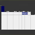 KAIFA Exhibition Booth With Blue And White Design Display Cabinets Tables And Chairs