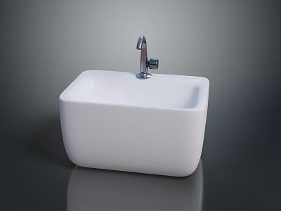 Stainless Steel Modern Hardware Tools Faucet with White Bathroom Basin and Sleek Design 3d model