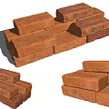 Red Building Bricks Stacked In Various Structural Patterns For Construction 3d model