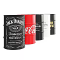 Colorful Industrial Barrels Featuring Coca Cola Jack Daniel Chanel And Tom Ford Logos