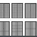 Various Interior Door Designs With Grid And Panel Patterns On White Background 3d model