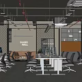 Modern Public Office Space With Open Layout Workstations Shelves Lighting And Cozy Meeting Area