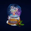 Decorative Ornament Set with Snow Globe Candy Cane 2023 Wooden Barrel Base Happy New Year