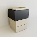 Modern Side Table With Square Tray Top And Black Beige Drawers 3d model