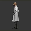 A Bald Man Wearing Blue Glasses In White Doctor Coat With Stethoscope Against Gray Background