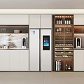 Contemporary Wine Cabinet In Modern Kitchen With Cabinets And Stainless Steel Refrigerator